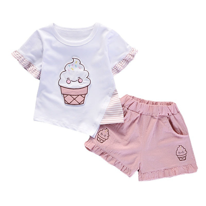 Girls Cherry Print T-Shirt & Shorts Set