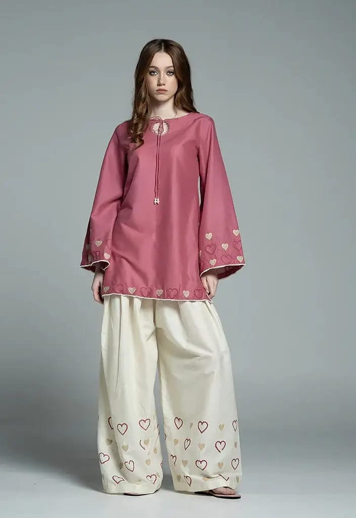 Blush Heart Embroidered 3-Piece Suit