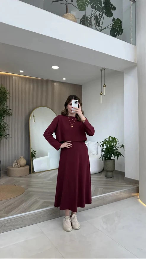 2-in-1 Elegant Layered Flare Maxi Dress