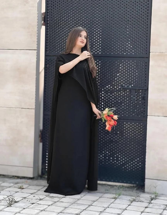 Elegant Cape Style Chiffon Maxi Dress
