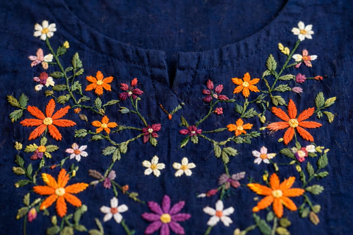 Midnight Bloom Embroidered Kurti