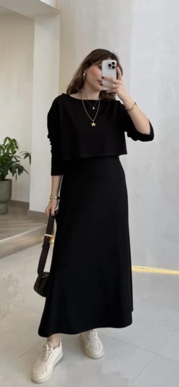 2-in-1 Elegant Layered Flare Maxi Dress