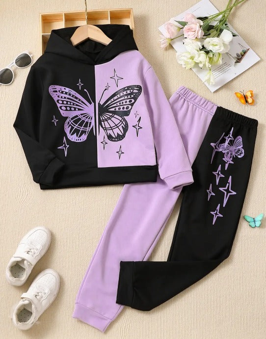 🦋 Mystic Butterfly Split Hoodie & Jogger Set