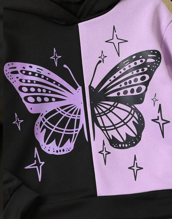 🦋 Mystic Butterfly Split Hoodie & Jogger Set