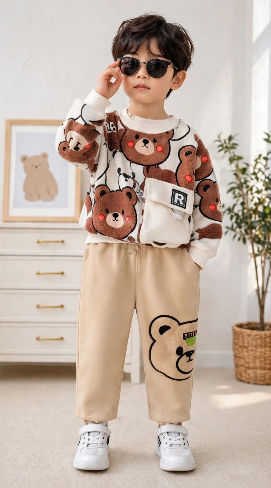 Premium Bear Print Kids Winter Set 🧸