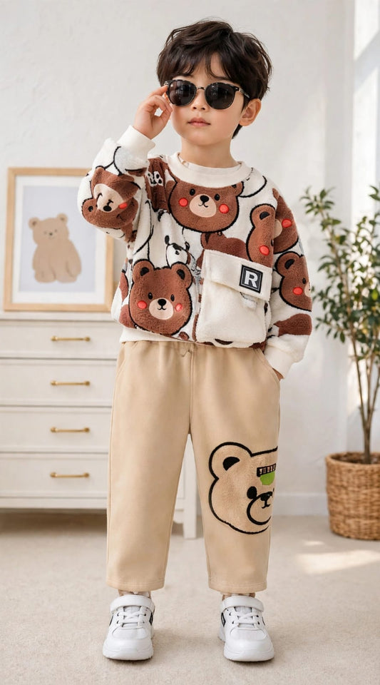 Premium Bear Print Kids Winter Set 🧸