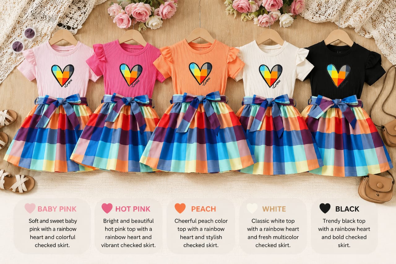 Rainbow Heart Girls Dress