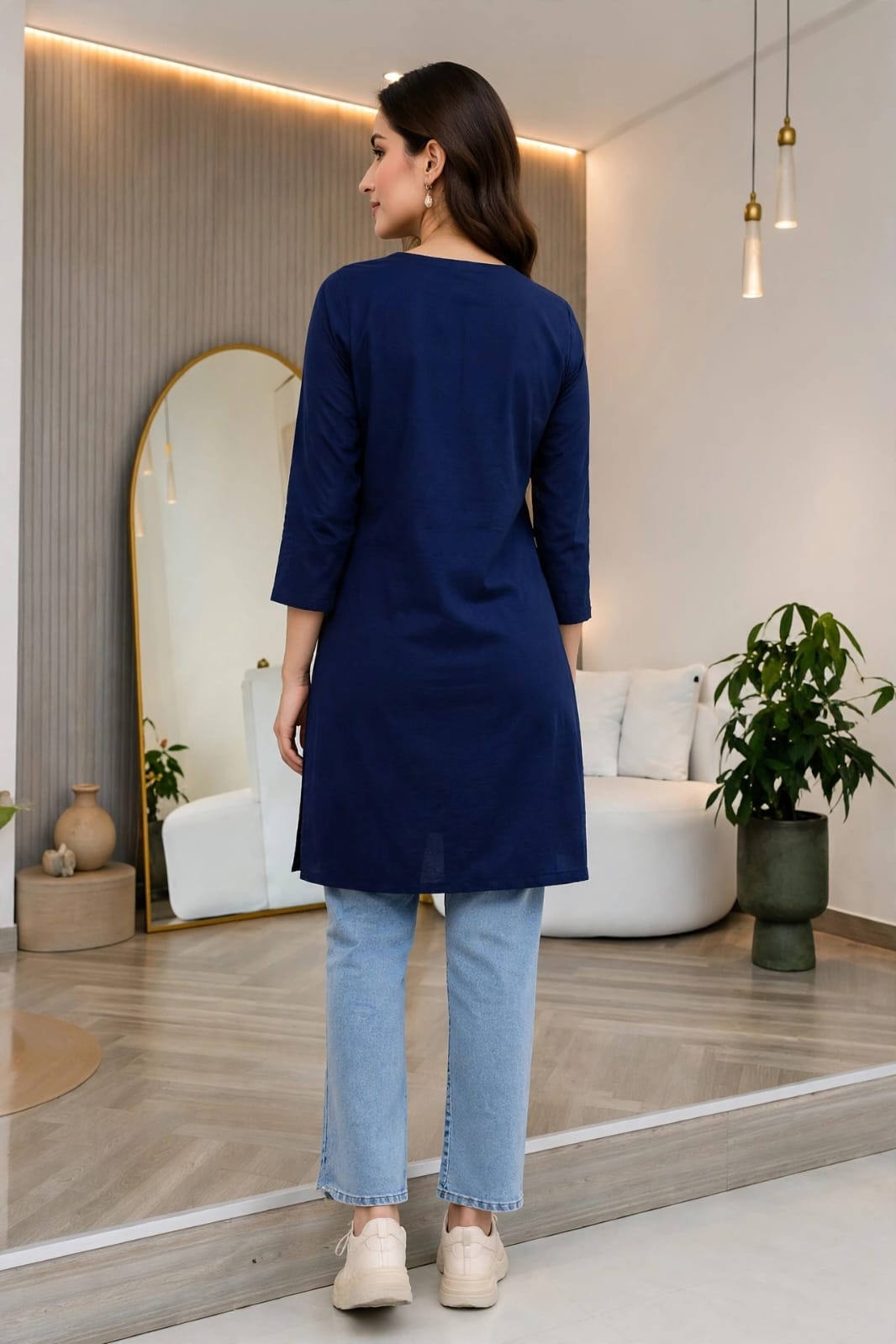 Midnight Bloom Embroidered Kurti