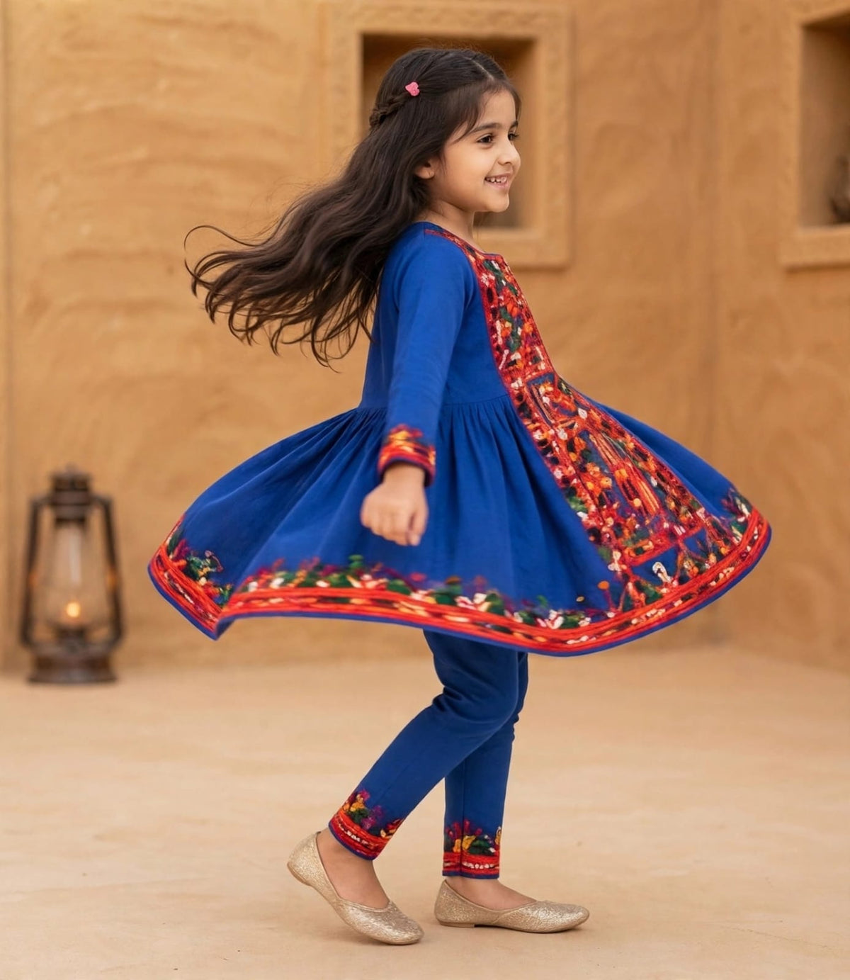Royal Blue Embroidered Kids Suit