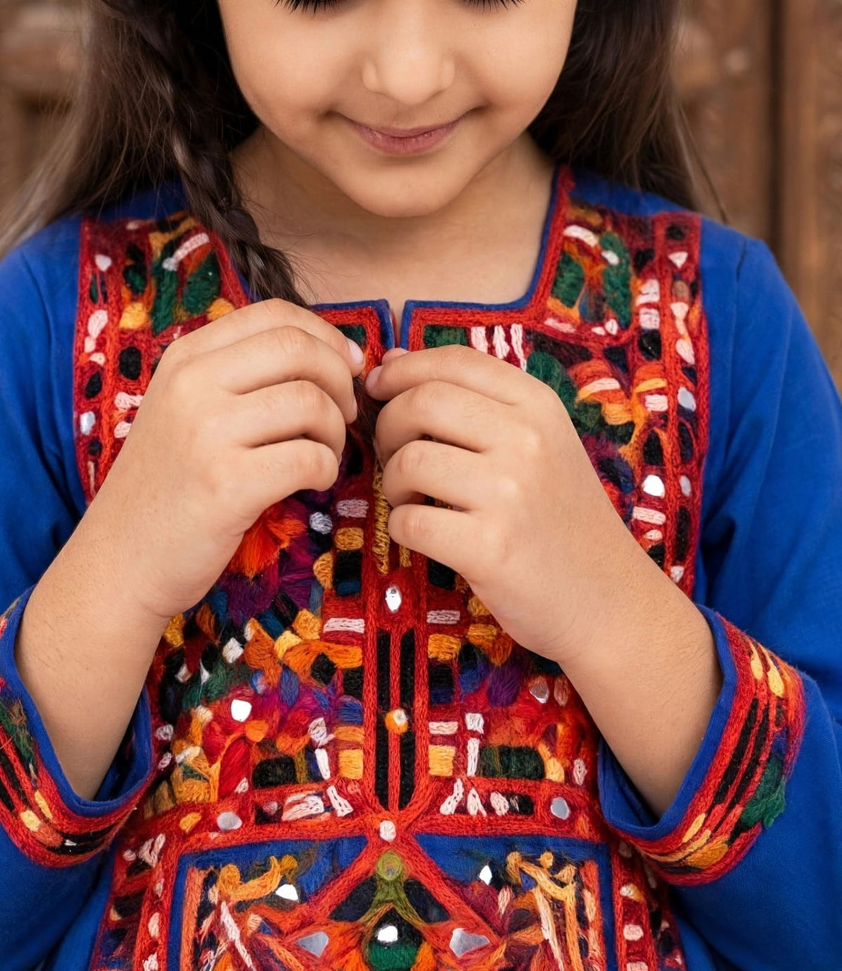 Royal Blue Embroidered Kids Suit