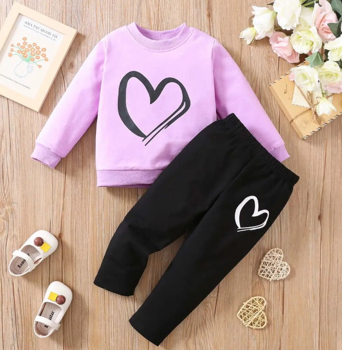 Kids Heart Sweatshirt & Trouser Set