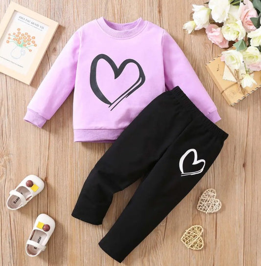 Kids Heart Sweatshirt & Trouser Set