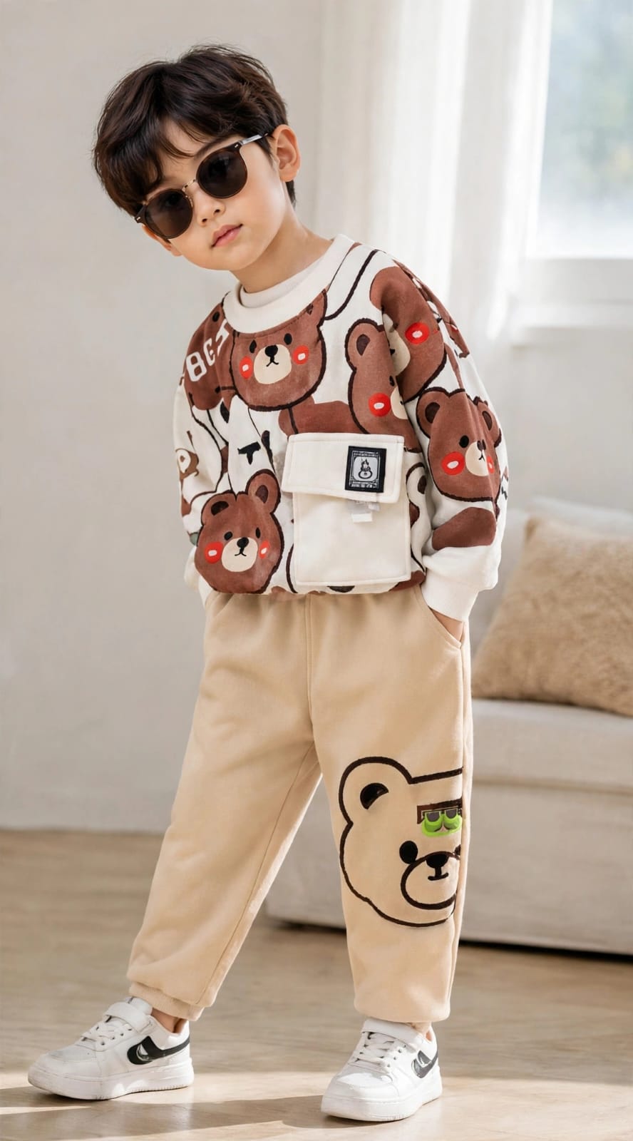 Premium Bear Print Kids Winter Set 🧸