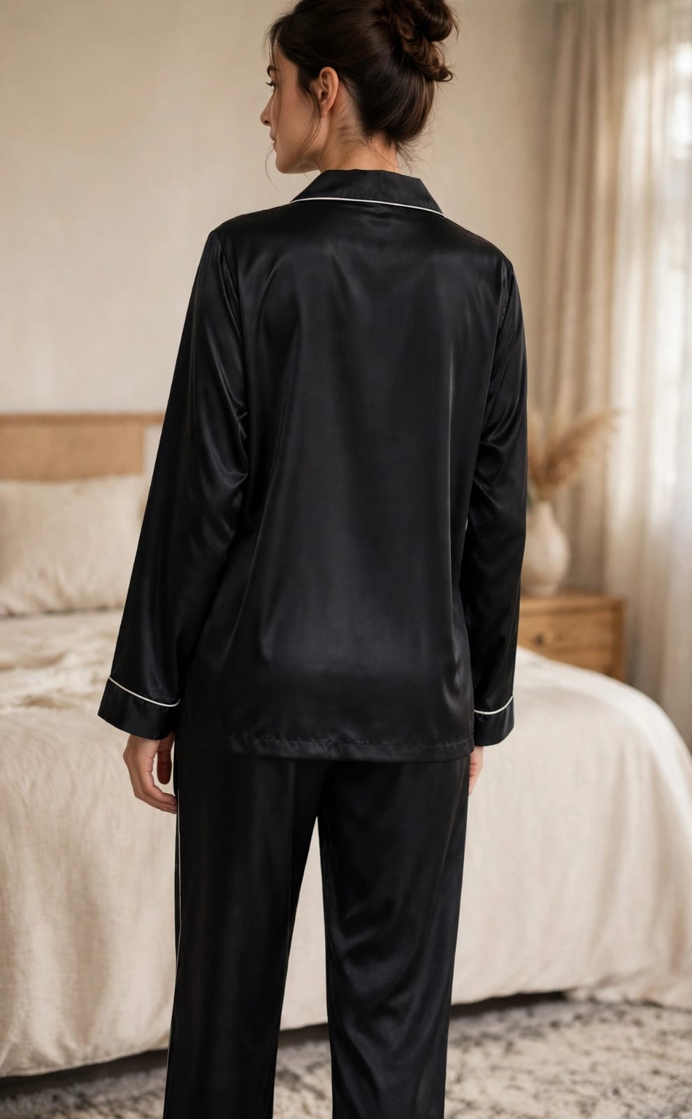 Black Satin Luxe Pajama Set