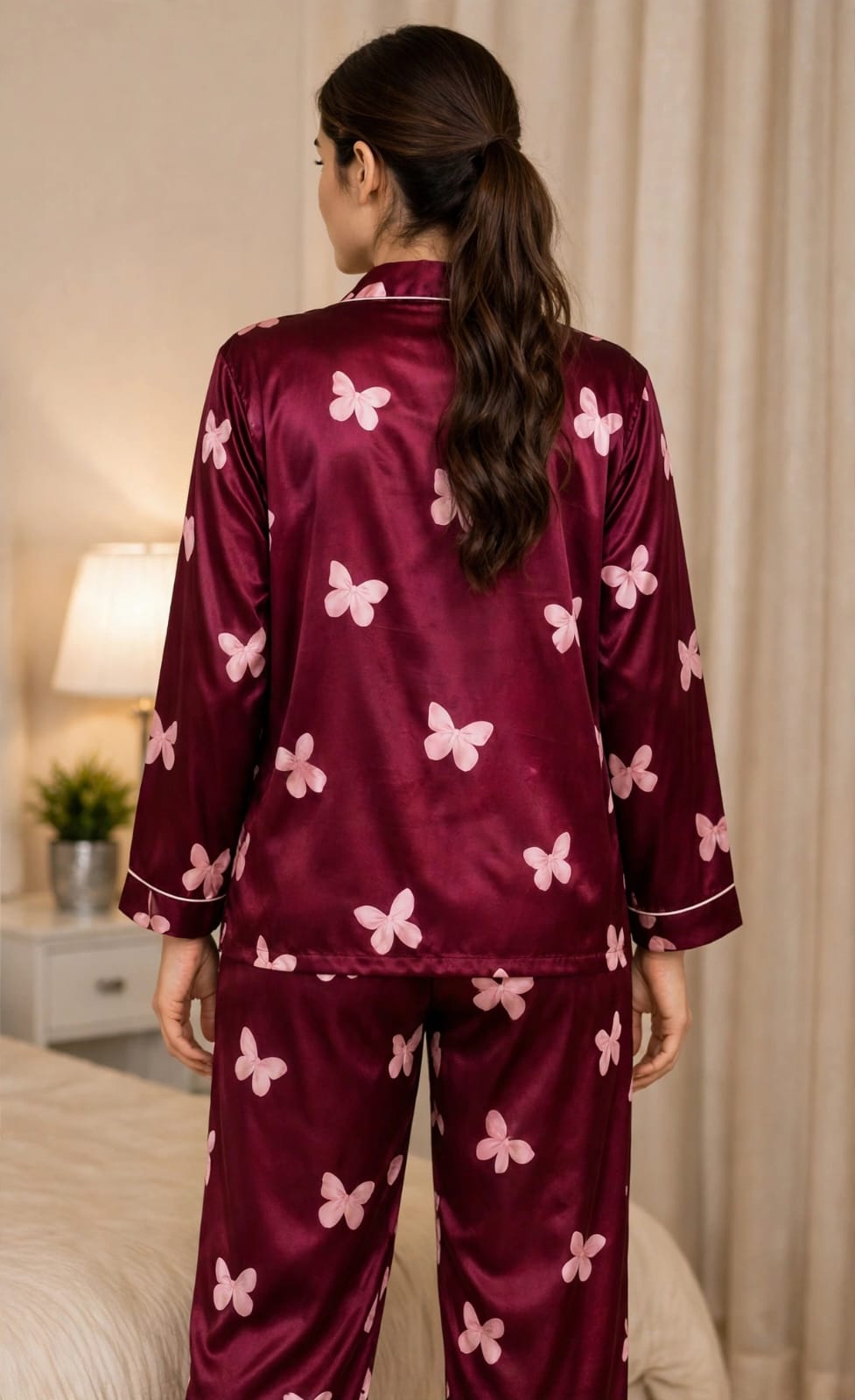 Ziva Luxe Satin Printed Night Suit