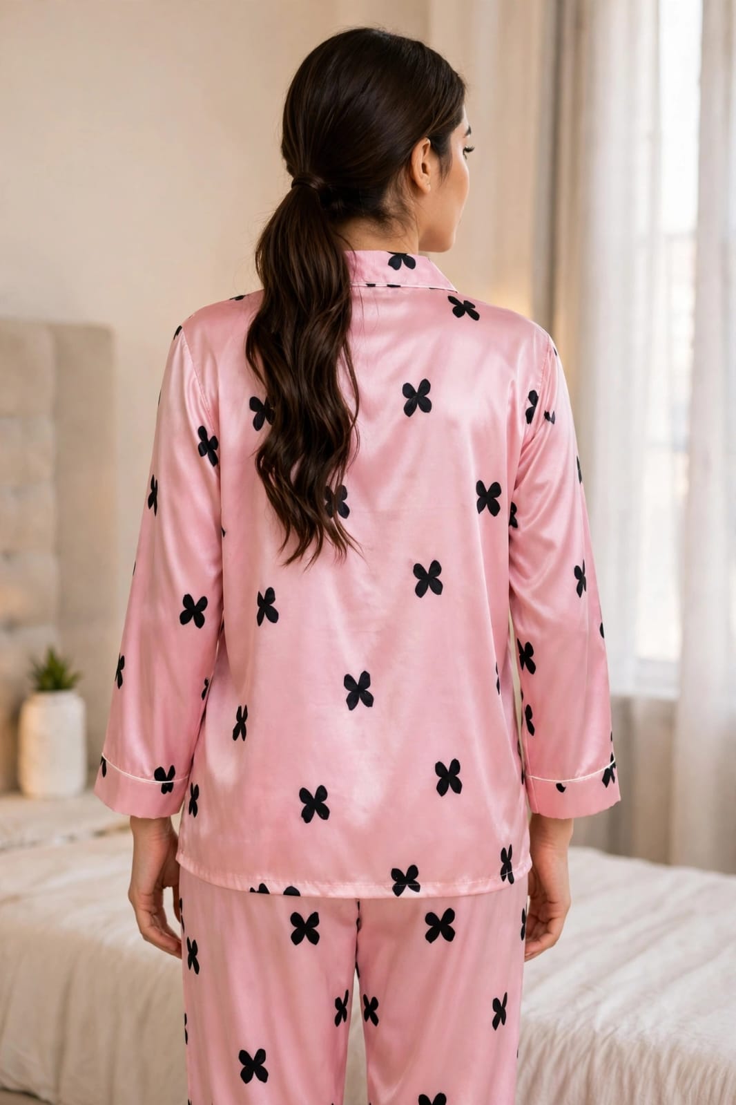 Ziva Luxe Satin Printed Night Suit
