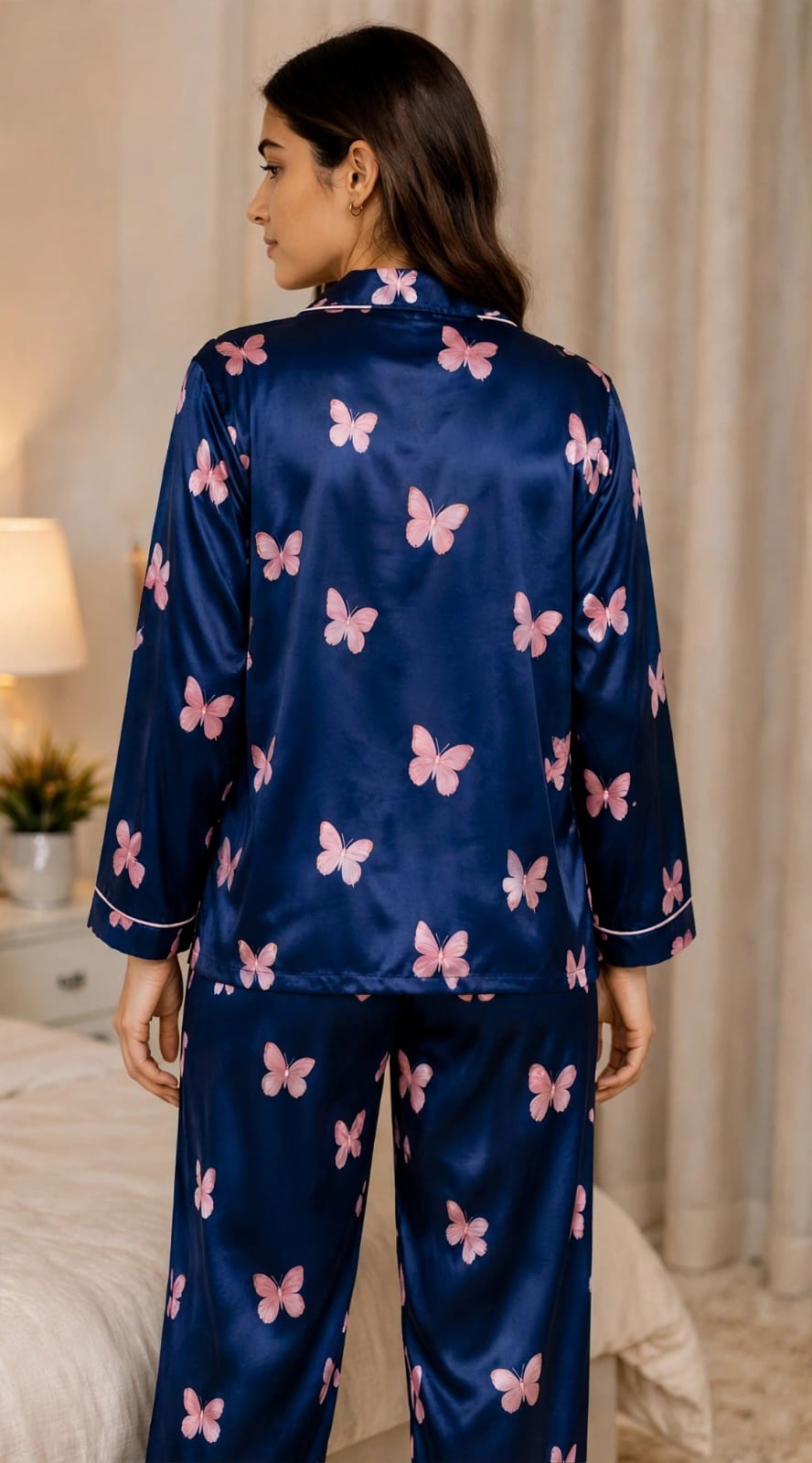 Ziva Luxe Satin Printed Night Suit
